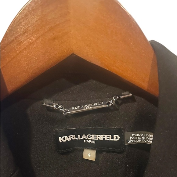 NWT Karl Lagerfeld Black Blazer with Eiffel Tower & Bonjour Embellishments - Picture 4 of 5